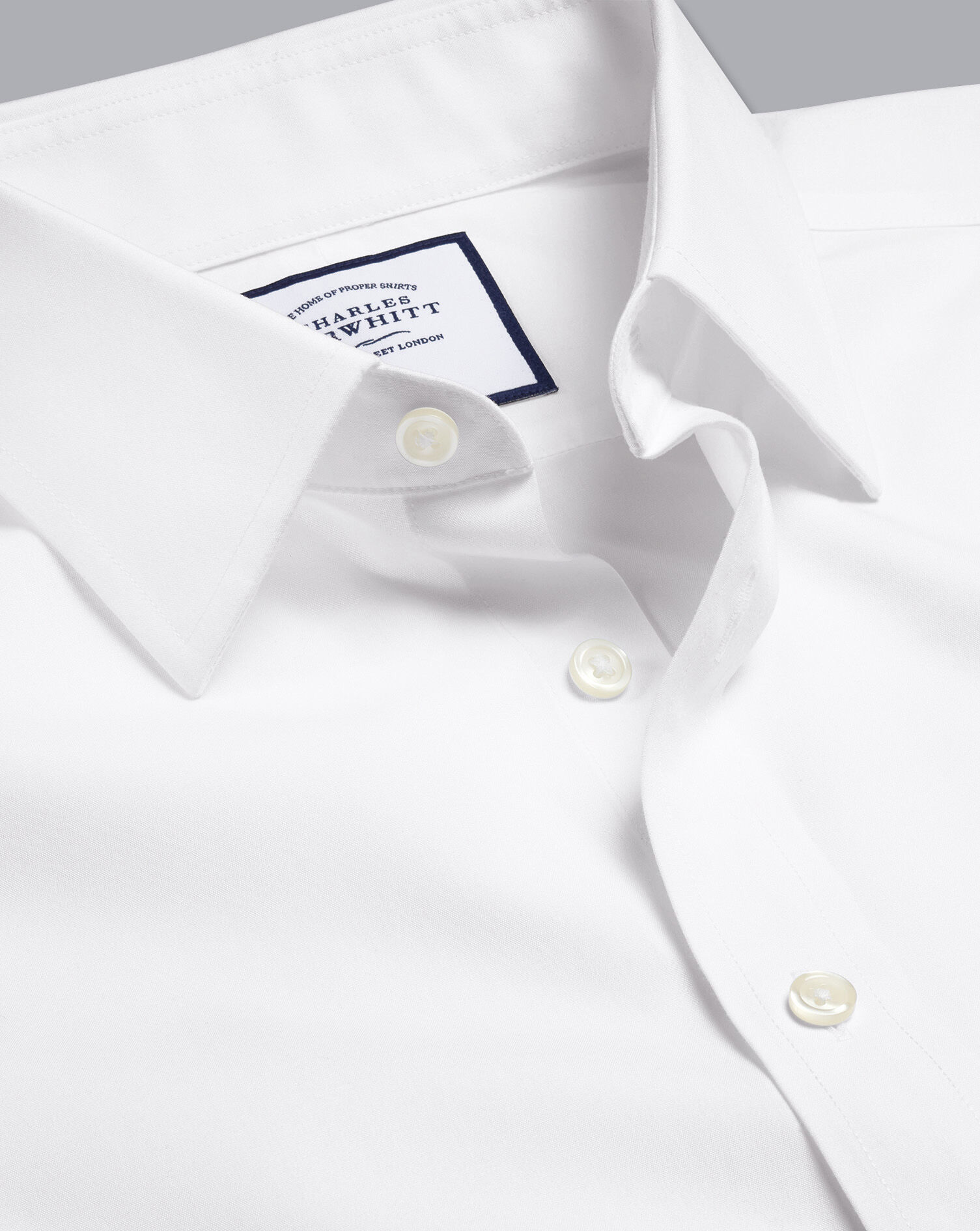 Non-Iron Poplin Shirt - White | Charles ...